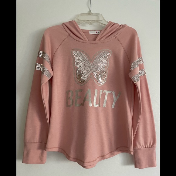 Beautees Girls Hoodie With Sparkly Silver Sequins. Size XL - Picture 1 of 8